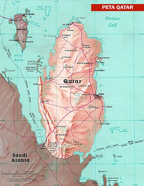 image: Classic map of Qatar