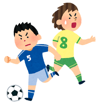 ドリブルで相手を抜いた選手のイラスト（サッカー）