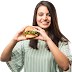 Happy Indian Girl Eating Burger Transparent Image