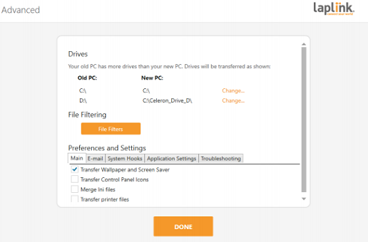 PCmover 迁移用户设置