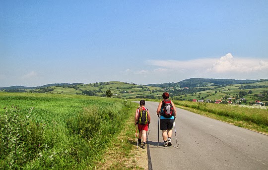 Idziemy szosą do Lubatowej.