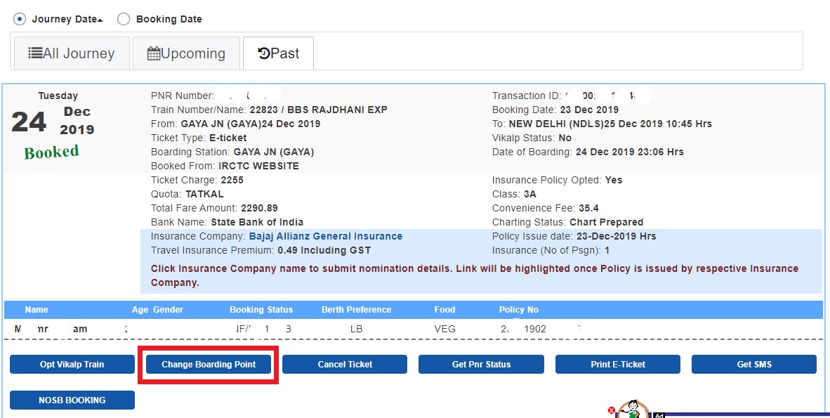 rashid jorvee blog How to change the boarding station IRCTC ticket