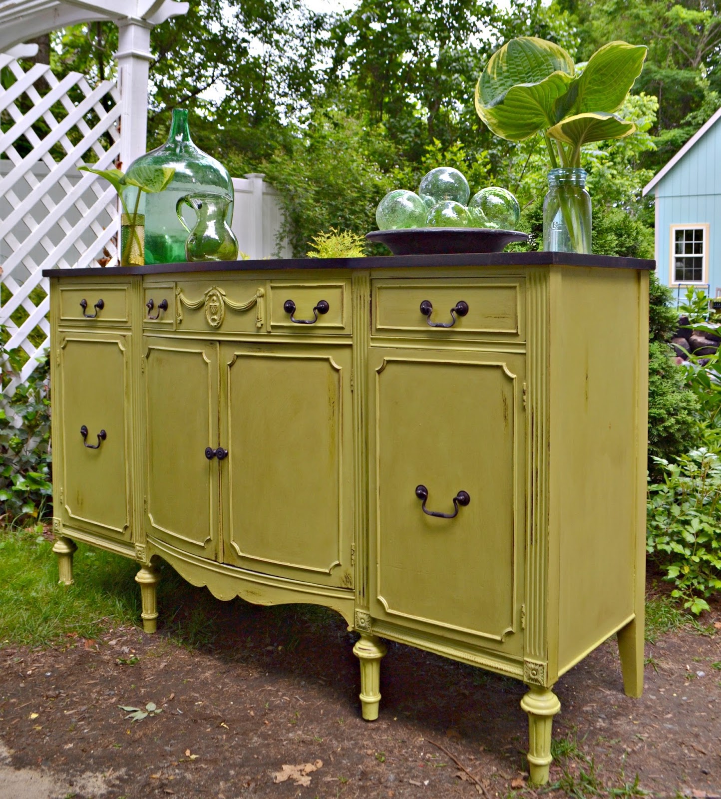 Heir and Space An Antique Sideboard in Bright Summer Green