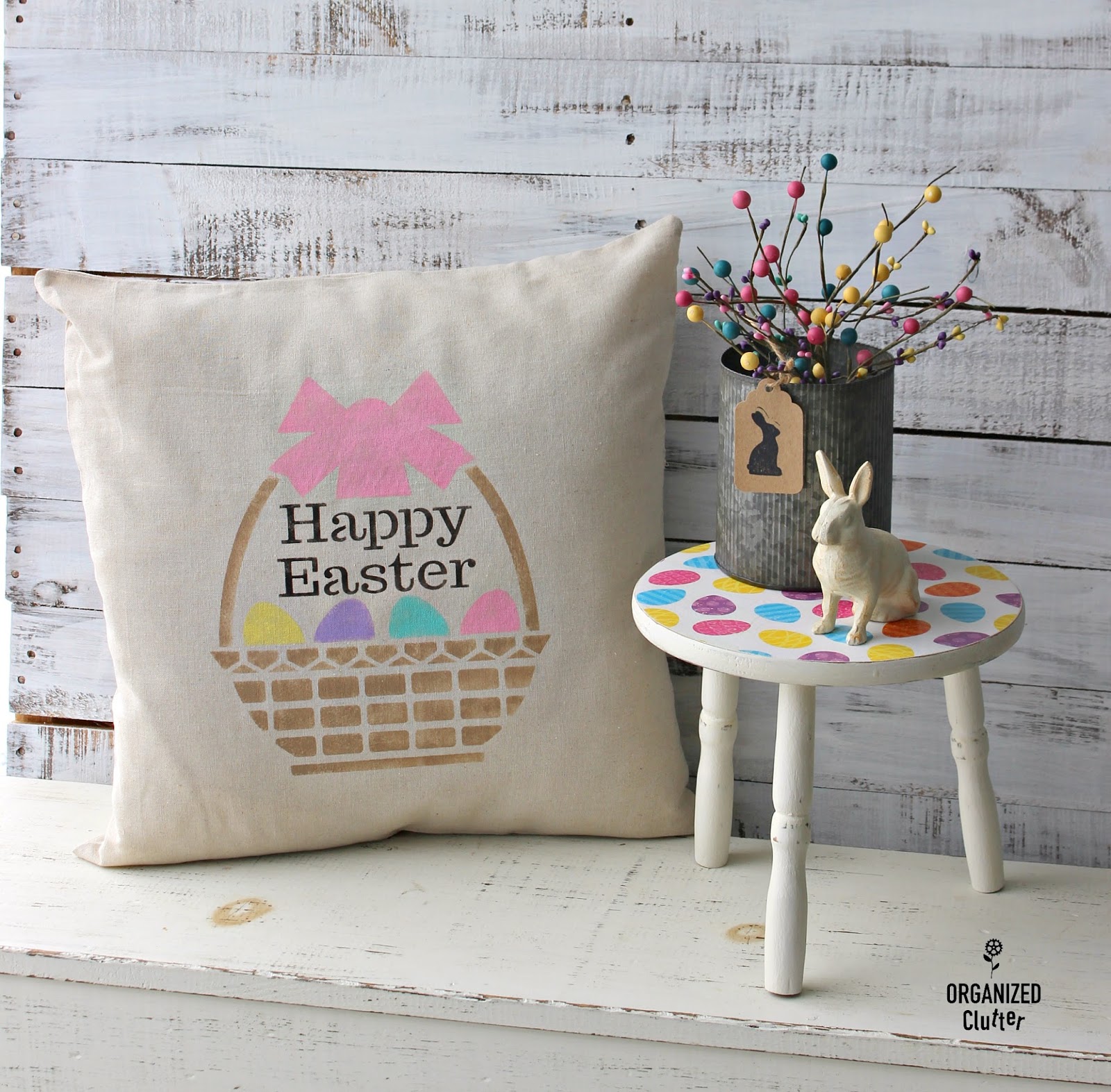 Stenciling Inexpensive Easter Pillow Covers Organized Clutter