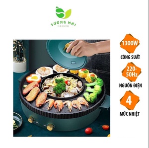 BẾP LẨU NƯỚNG HÌNH TRÒN 2 TRONG 1, 2 NGUỒN ĐIỆN, CÔNG SUẤT 2200W