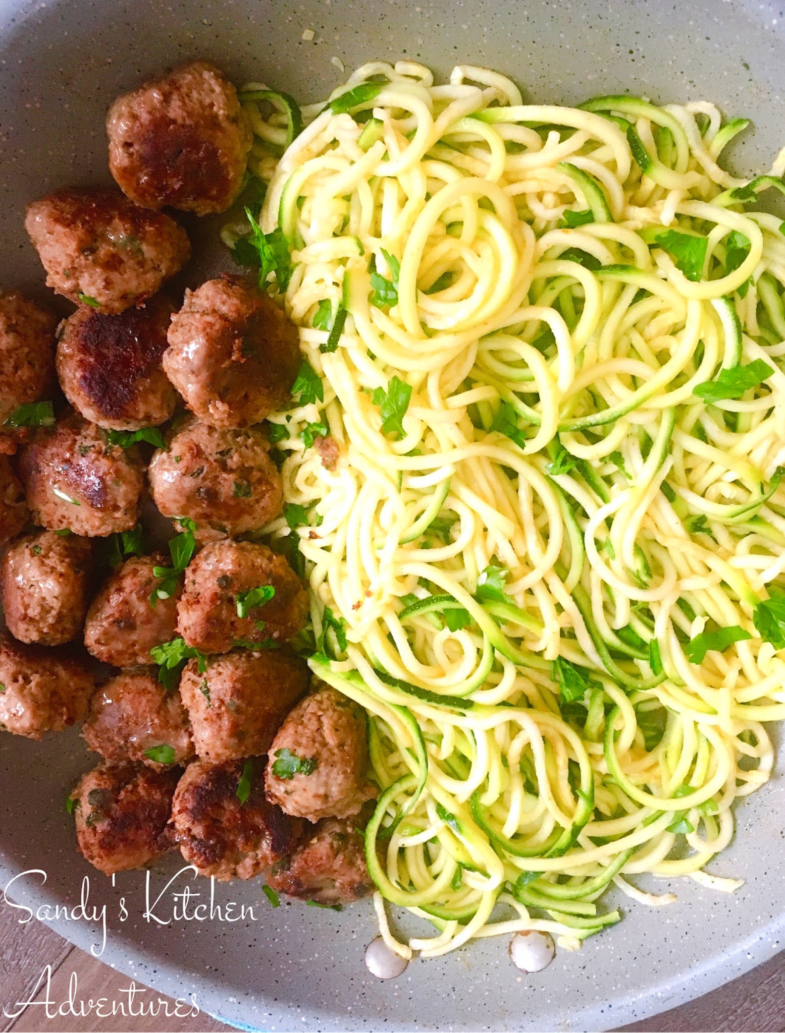 Garlic Butter Turkey Meatballs with Lemon Zucchini Noodles Sandy's Kitchen