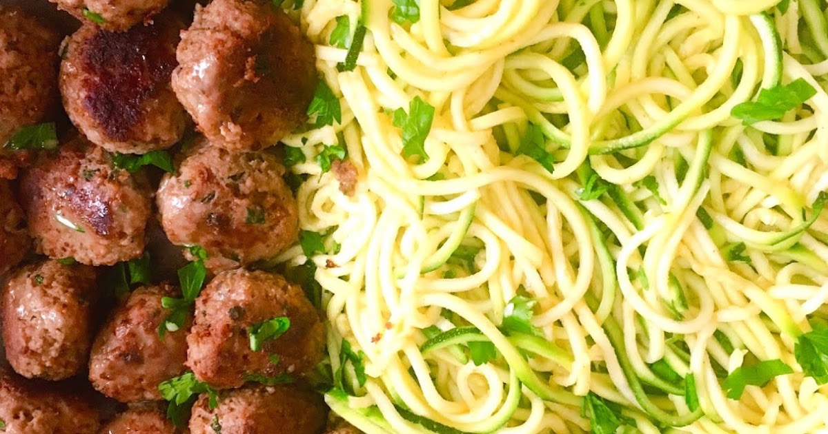 Garlic Butter Turkey Meatballs with Lemon Zucchini Noodles Sandy's
