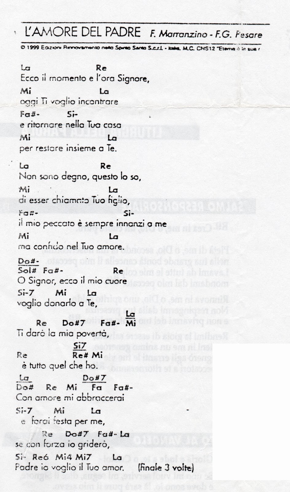 CANTA E PREGA L'Amore Del Padre (con Accordi) CANTA E PREGA L'Amore Del Padre (con Accordi)
