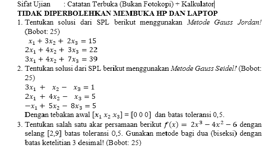 Soal Dan Jawaban Uts Metode Numerik Keranjang Soal Soal Dan Jawaban Uts Metode Numerik Keranjang Soal