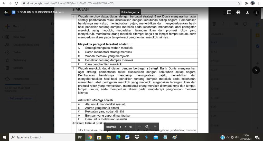 Contoh Soal Ujian Madrasah (UM) Bhs. Indonesia MA - antapedia.com