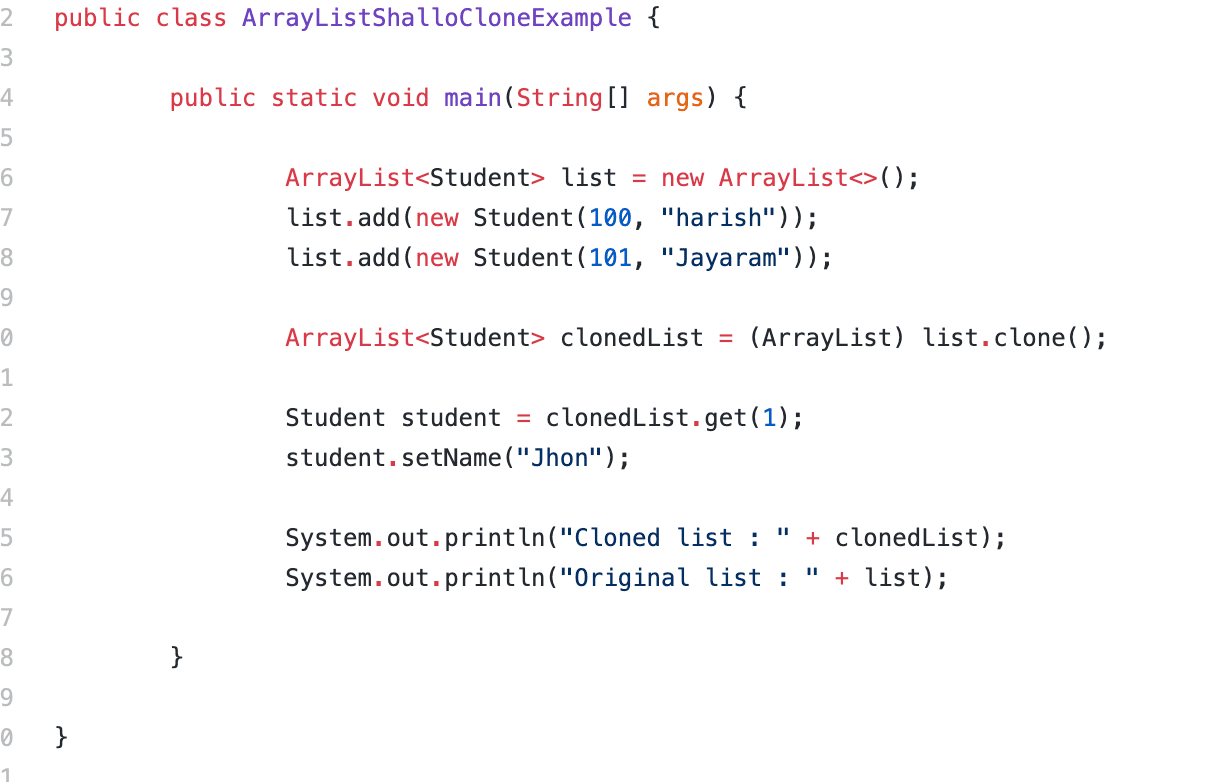 java assignment shallow copy