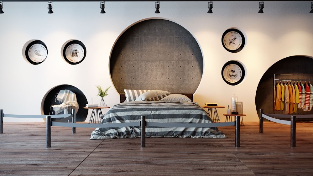 circle-cut-outs-wooden-floor-creative-focal-wall-design-ideas