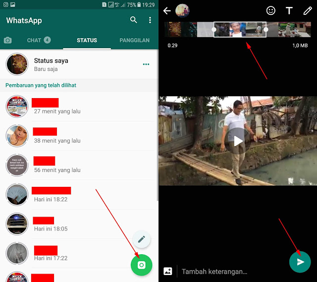 Membuat Status Video di WA Story anda - nah pada kesempatan kali ini kita akan membahas cara Membuat status Video atau story di Whatsaap dengan durasi panjang atau lebih dari 30 detik. Karena memang Membuat story di WA maksimal hanya berdurasi 30 detik, kalau lebih dari itu otomatis akan terpoting 30 detik. Tidak cuman sanggup berkirim pesan, di WhatsApp kita juga sanggup melaksanakan telephone call, video call, menciptakan story sampai voice chat juga bisa. Fitur status atau story pada WA sanggup dibilang sangat bagus, alasannya kita sanggup mebuat status "Story" layaknya di Instagram atau Facebook. Makara kita sanggup mambagikan gambar, video atau kata-kata di story WA kepada teman. Nah, menciptakan story WA juga terdapat peraturannya, terutama untuk video