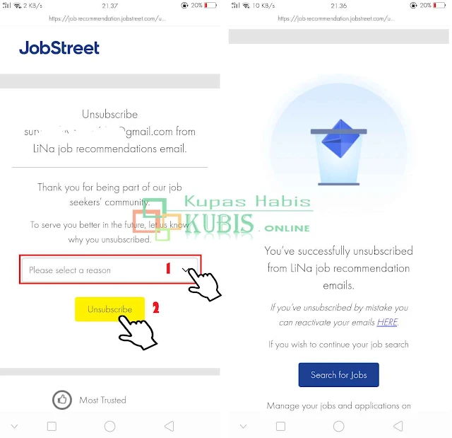 Cara berhenti langganan email lina jobstreet