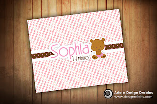 Sophia 1Aninho - Kit Infantil - Urso Marrom e Rosa 
