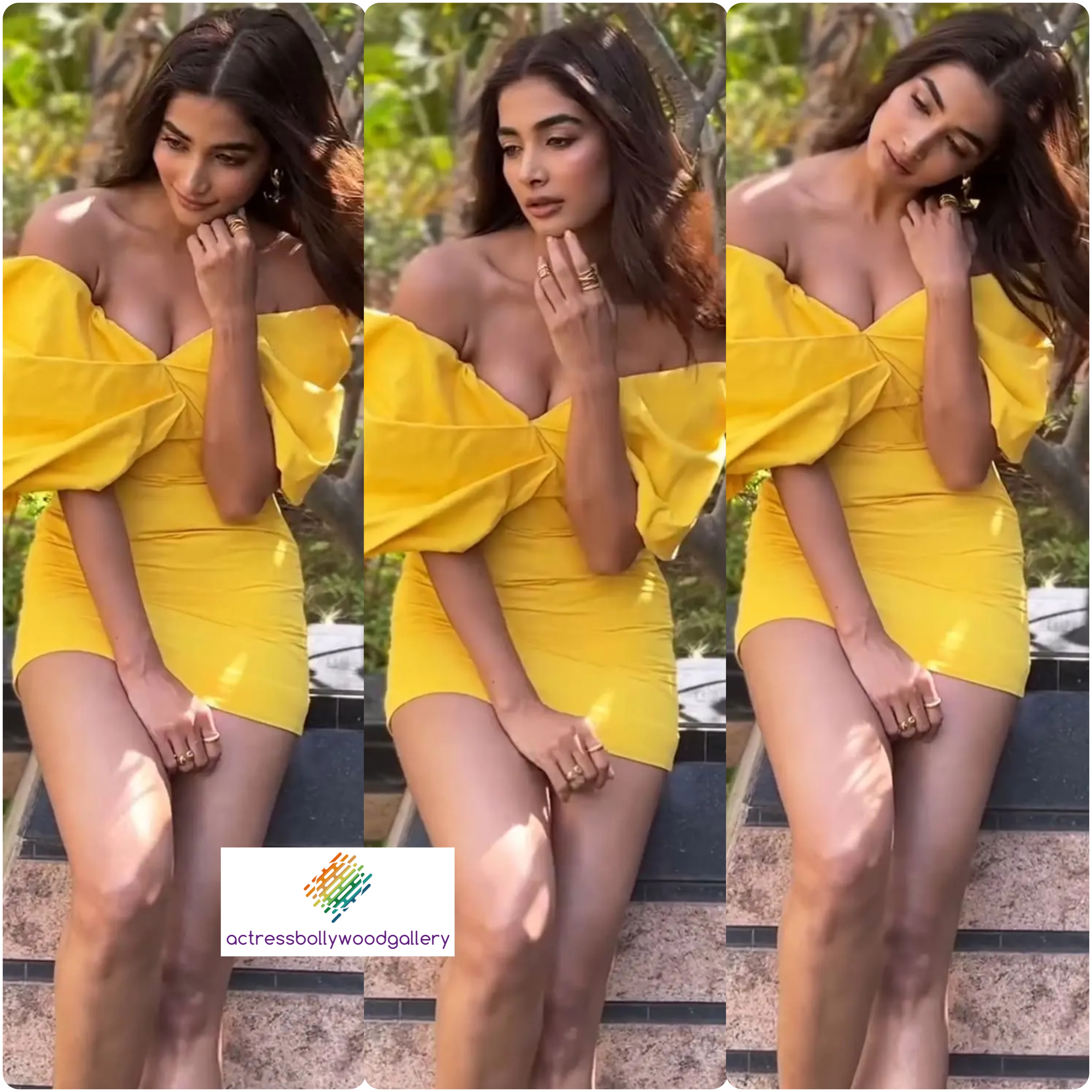 Actress Pooja Hegde Photoshoot Pics in Yellow Dress