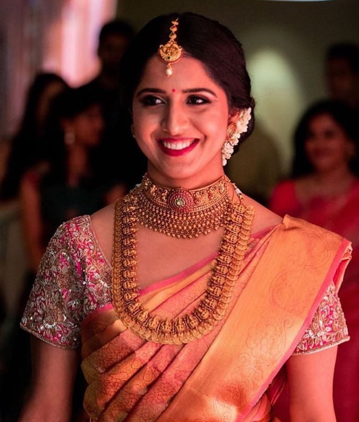 Bride in Lakshmi Mala Choker - Jewellery Designs