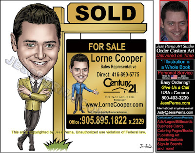 Century 21 Lawn For Sale Sign Caricature Ad