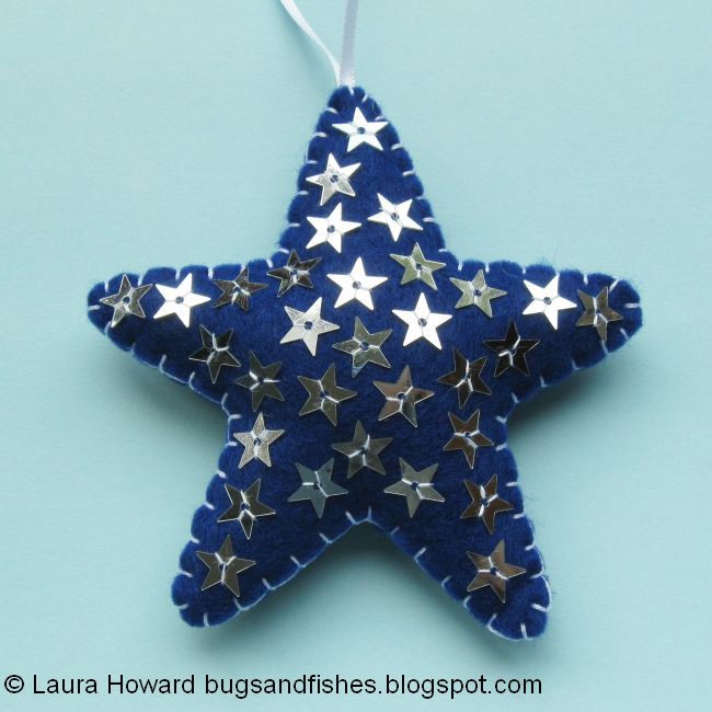 Bugs and Fishes by Lupin: Christmas Ornament Tutorial: Sew a Sparkly Felt  Star