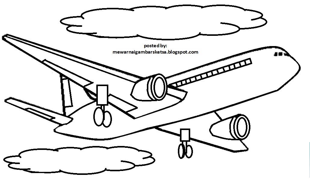 Mewarnai Gambar Contoh Pesawat Terbang Download