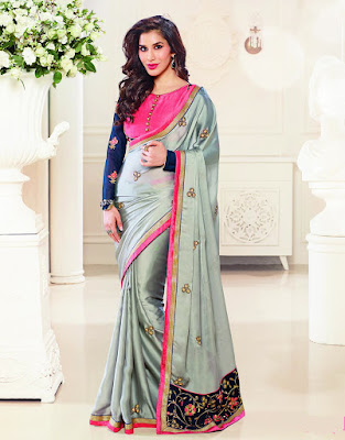 Latest Satin Sari Designs 2015