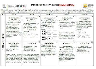 CALENDARIO DE ACTIVIDADES MAYO - JUNIO