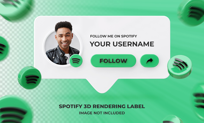 Banner Icon Profile Spotify 3D Rendering Label Template