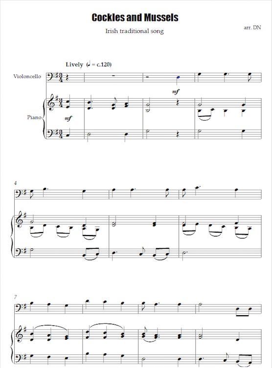 Traditional Cockles and Mussels Partituras para Piano