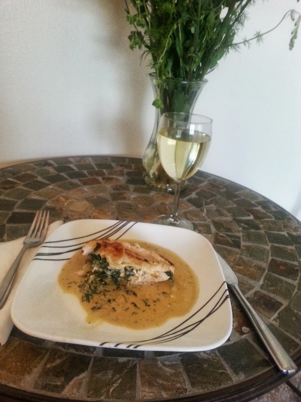 A Roux with a View Spinach & Blue Cheese Stuffed Chicken