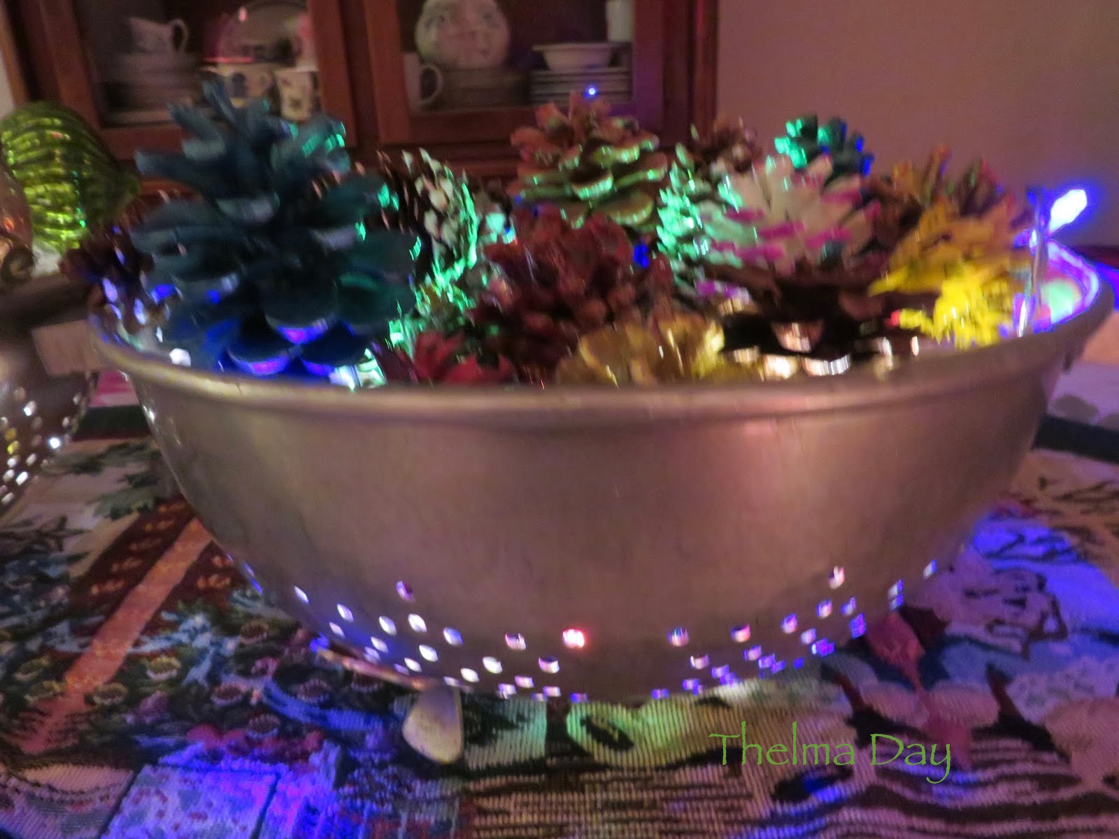 Thelma's Days Christmas Colander Centerpieces