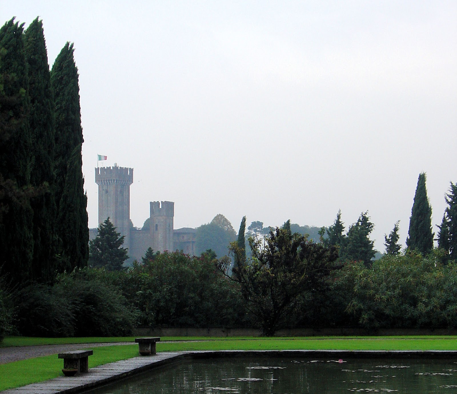 The Scaligero Castle aka The Fortress looms over the Parco Sigurtà and Borghetto beyond the ridge.