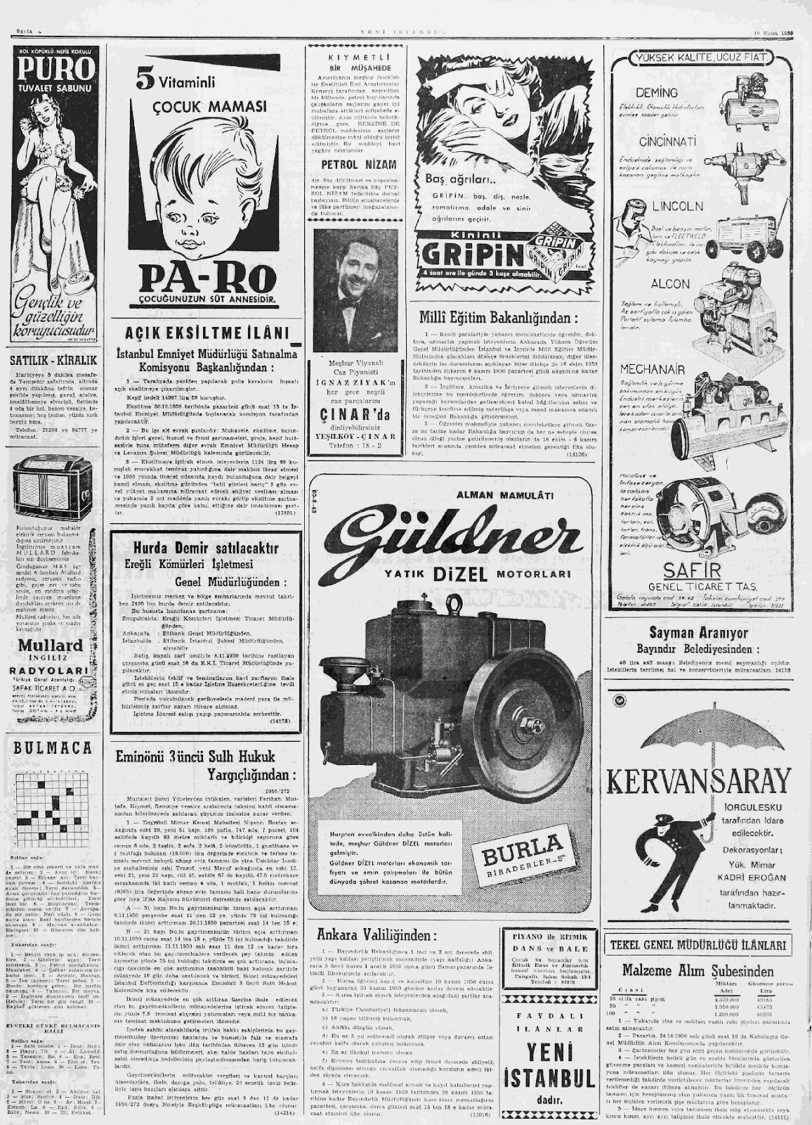 19 ekim 1950 yeni istanbul tam metin
