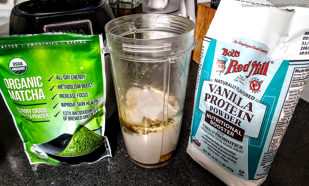 Breathe Deeply and Smile Matcha Green Tea Protein Smoothie {with Bob's