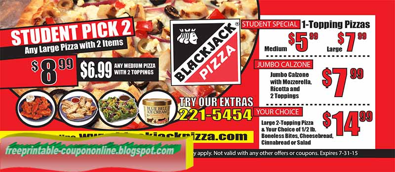 Blackjack pizza coupon code