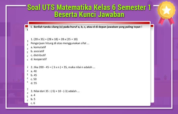Soal Uts Matematika Kelas 6 Semester 1 Beserta Kunci Jawaban