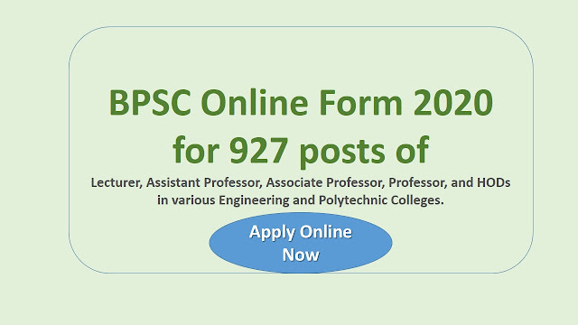 BPSC Online Form 2020 for various posts of Lecturer, Professor