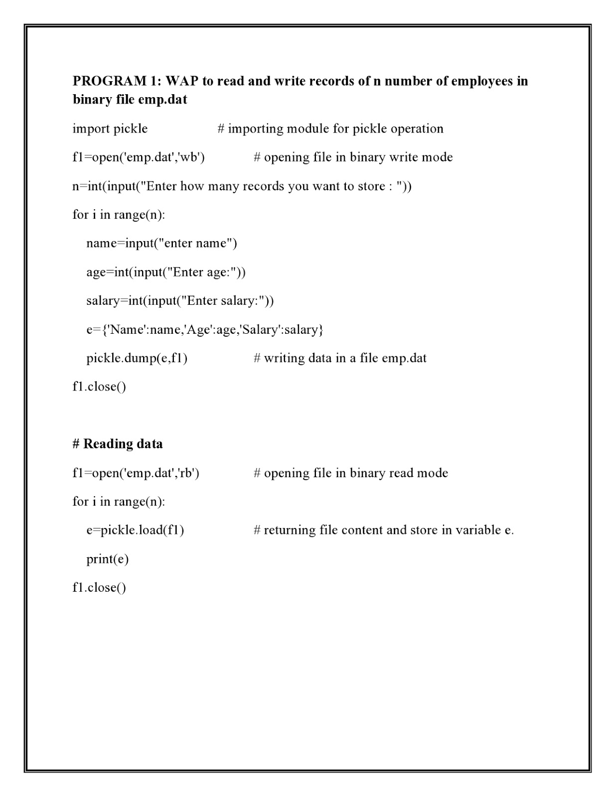 An Informatory Blog For Students: FORMAT OF PRACTICAL FILE CLASS-XII CS ...