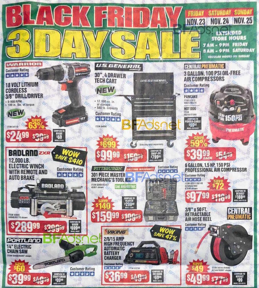 Harbor Freight Friday tools 2018 ad