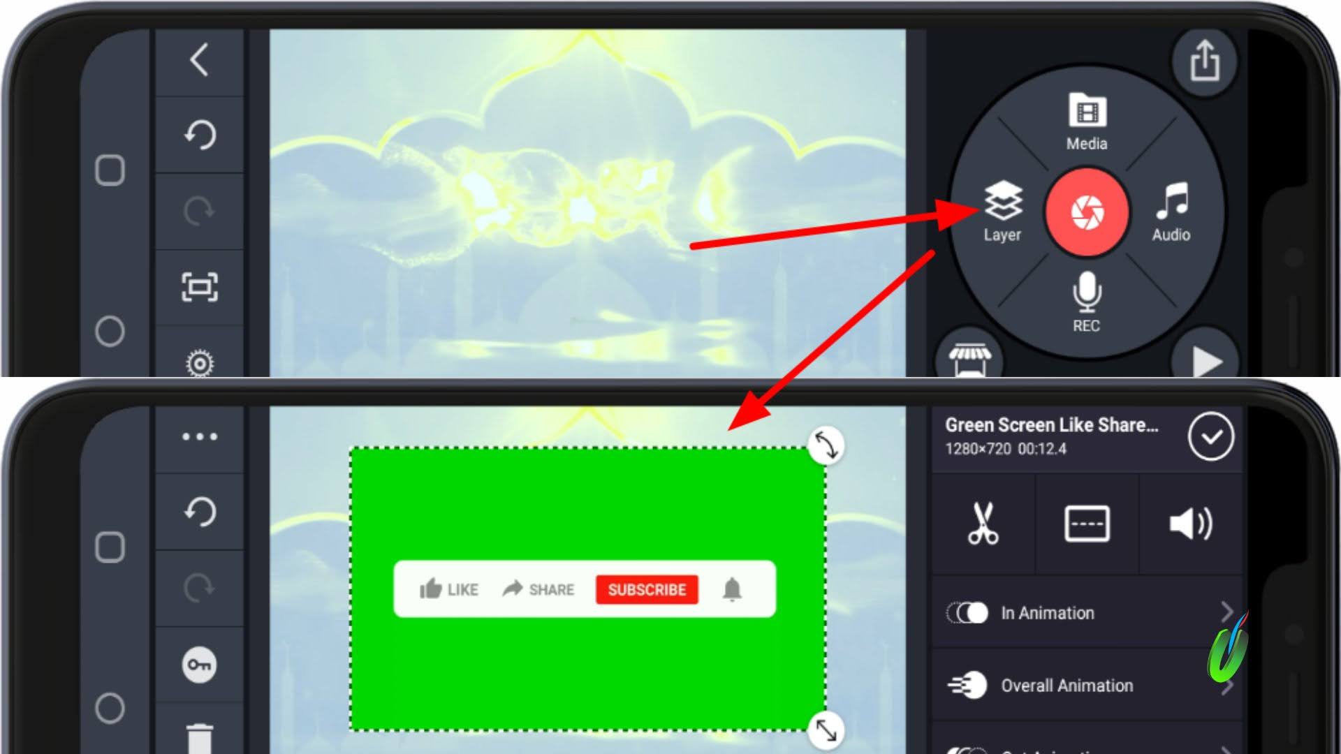 Add layer Green screen layer