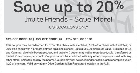 Printable Coupons Promo Codes 2018 Olive Garden Printable