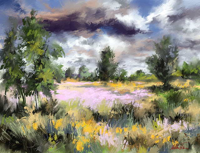 Late summer storm digital landscape painting by Mikko Tyllinen