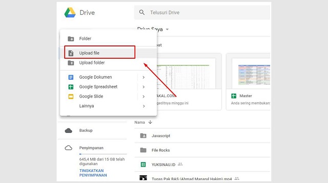 Cara Upload Video di Google Drive Melalui HP atau PC 2022 - Cara1001