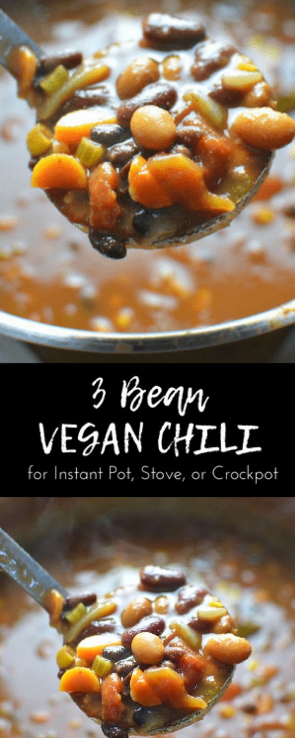 3 Bean Vegan Chili for Instant Pot, Stove, or Crockpot 3 Bean Vegan Chili for Instant Pot, Stove, or Crockpot