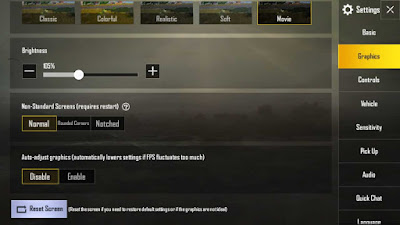 disable auto-adjust graphic fps pubg mobile