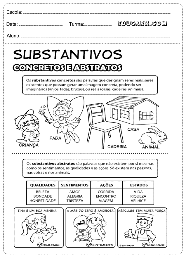 O que são substantivos abstratos e concretos