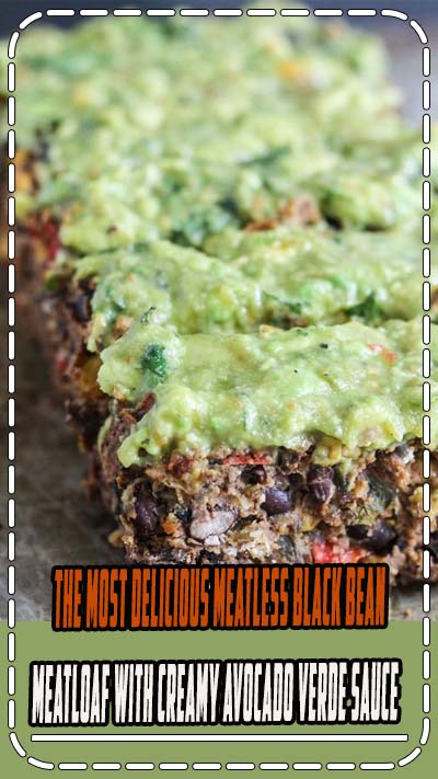 A meatless black bean 'meatloaf' packed with spices, cilantro, corn and topped with the creamiest 3-ingredient sauce. #vegan #glutenfree #cleaneating