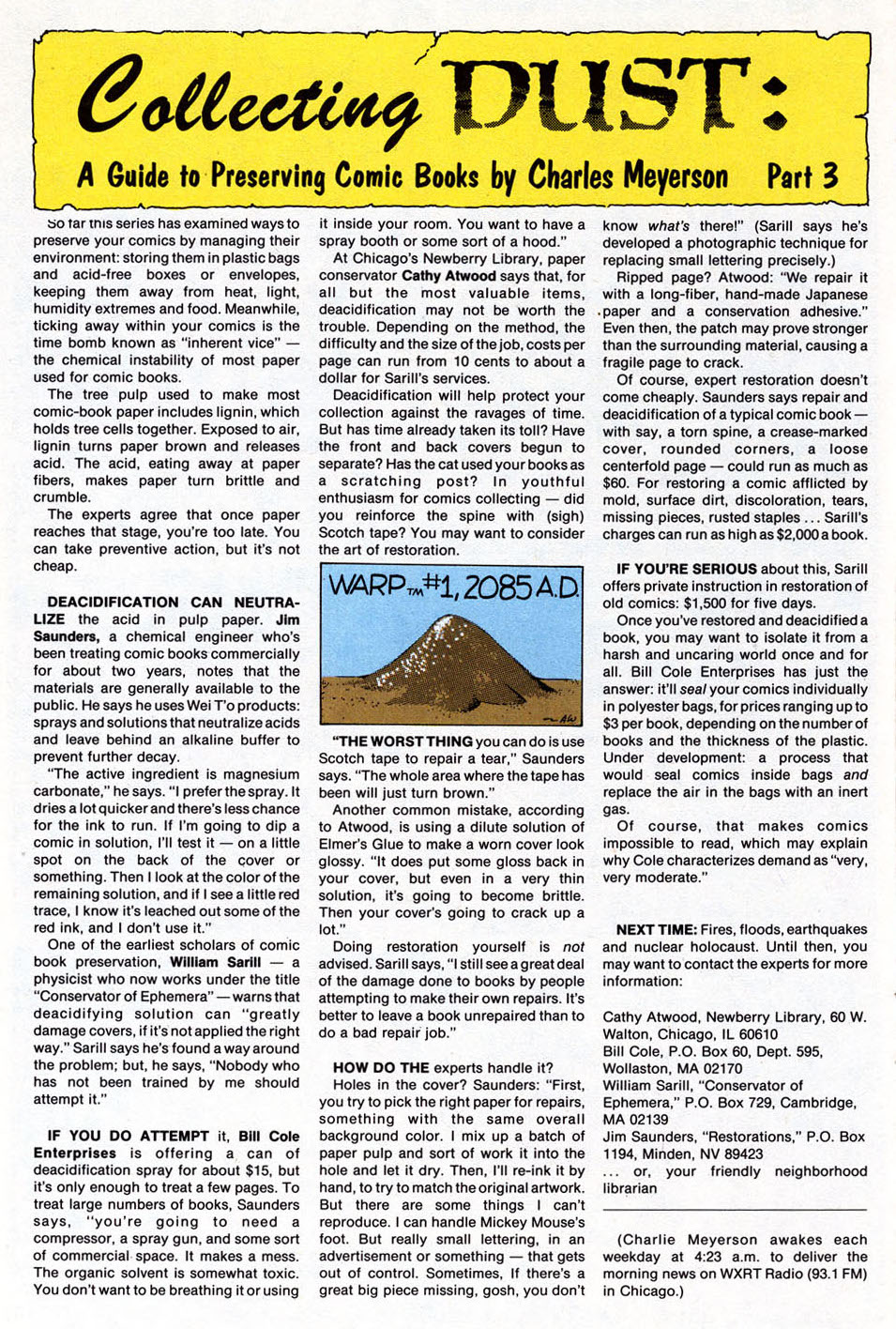 Collecting Dust A Guide to Preserving Comic Books [1985] Meyerson