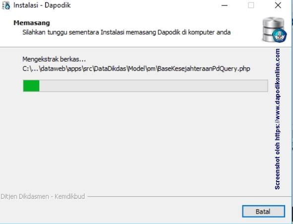 Tunggu instalasi memasang dapodik di laptop