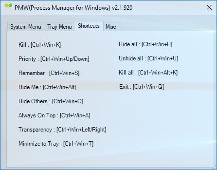 Administrador de procesos para Windows