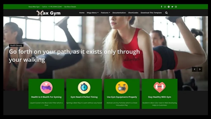 Max Gym Blogger Templates is a  Health & Fitness with newly designed free blogger templates